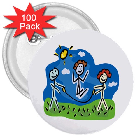 Jump Roping Kids 3  Button (100 pack) from ArtsNow.com Front