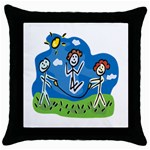 Jump Roping Kids Throw Pillow Case (Black)