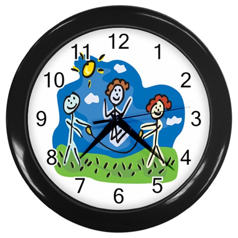 Jump Roping Kids Wall Clock (Black) from ArtsNow.com Front