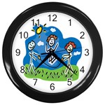 Jump Roping Kids Wall Clock (Black)