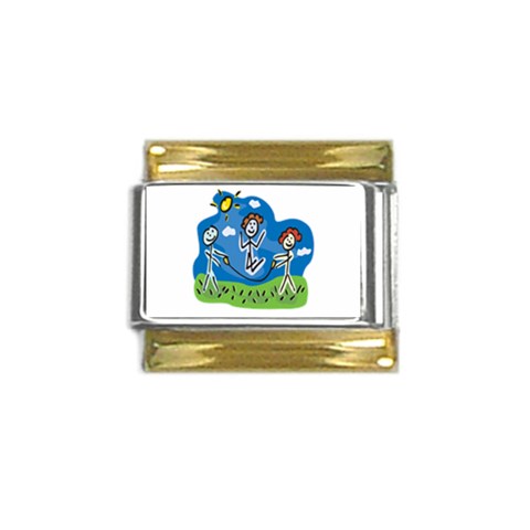 Jump Roping Kids Gold Trim Italian Charm (9mm) from ArtsNow.com Front
