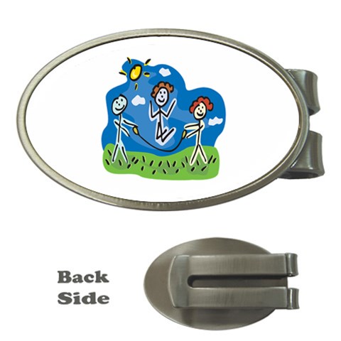 Jump Roping Kids Money Clip (Oval) from ArtsNow.com Front