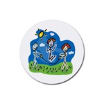 Jump Roping Kids Rubber Coaster (Round)