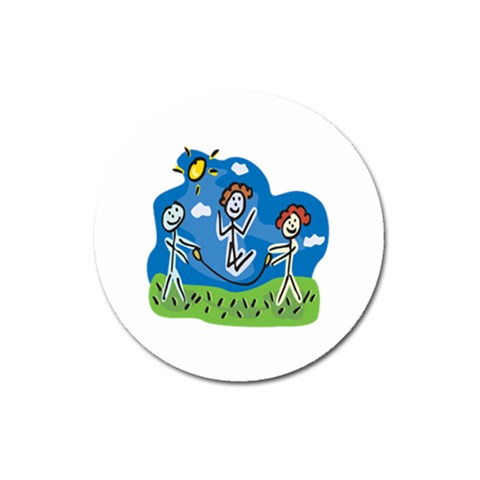 Jump Roping Kids Magnet 3  (Round) from ArtsNow.com Front