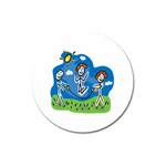 Jump Roping Kids Magnet 3  (Round)