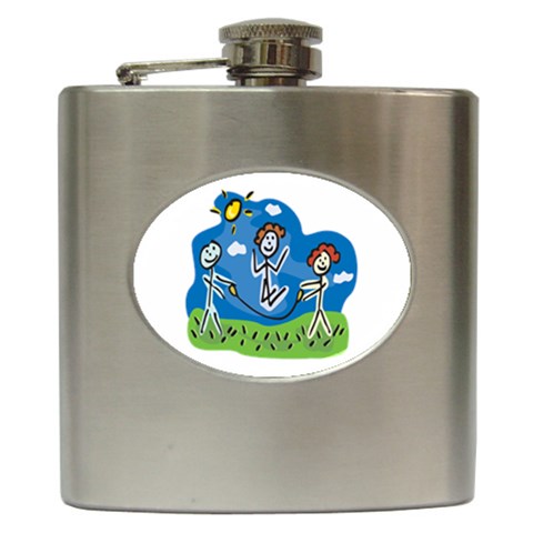 Jump Roping Kids Hip Flask (6 oz) from ArtsNow.com Front