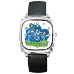 Jump Roping Kids Square Metal Watch