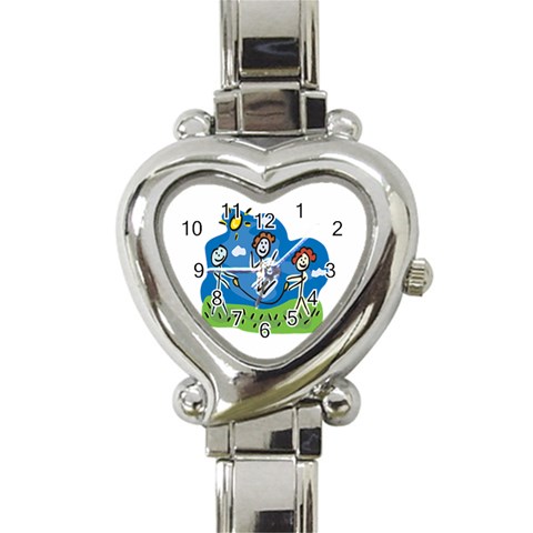 Jump Roping Kids Heart Italian Charm Watch from ArtsNow.com Front