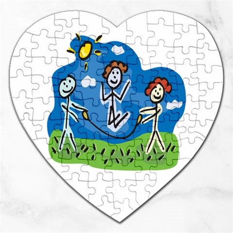 Jump Roping Kids Jigsaw Puzzle (Heart) from ArtsNow.com Front