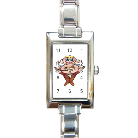 Father and Son Rectangular Italian Charm Watch from ArtsNow.com Front