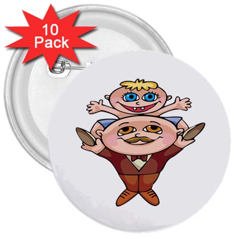 Father and Son 3  Button (10 pack) from ArtsNow.com Front