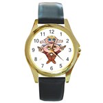 Father and Son Round Gold Metal Watch