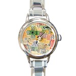 Retro Concert Tickets Round Italian Charm Watch