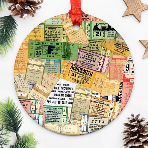 Retro Concert Tickets Round Ornament from ArtsNow.com Front