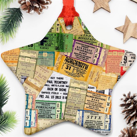 Retro Concert Tickets Star Ornament from ArtsNow.com Front