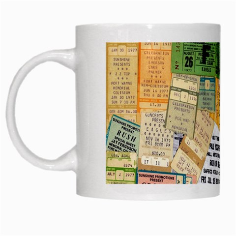 Retro Concert Tickets White Coffee Mug from ArtsNow.com Left