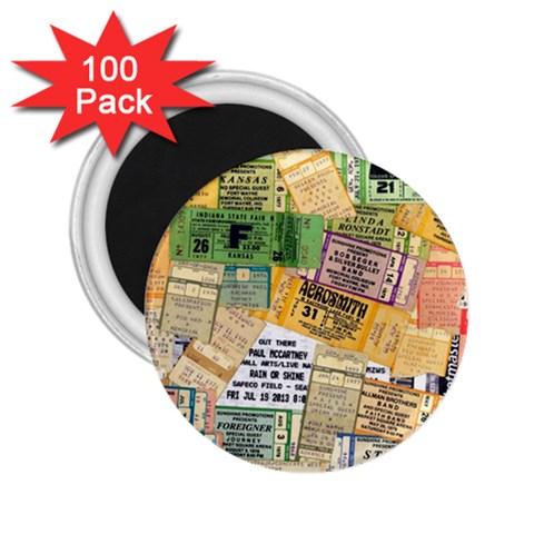 Retro Concert Tickets 2.25  Button Magnet (100 pack) from ArtsNow.com Front