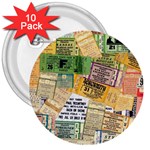 Retro Concert Tickets 3  Button (10 pack)