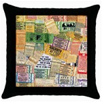 Retro Concert Tickets Black Throw Pillow Case