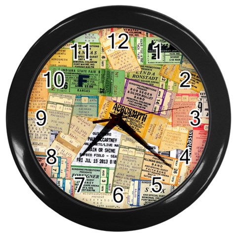 Retro Concert Tickets Wall Clock (Black) from ArtsNow.com Front