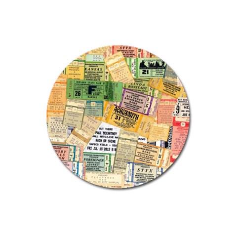 Retro Concert Tickets Magnet 3  (Round) from ArtsNow.com Front