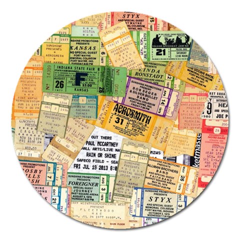 Retro Concert Tickets Magnet 5  (Round) from ArtsNow.com Front