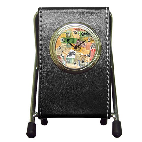 Retro Concert Tickets Stationery Holder Clock from ArtsNow.com Front