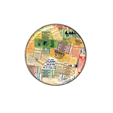 Retro Concert Tickets Golf Ball Marker (for Hat Clip) from ArtsNow.com Front