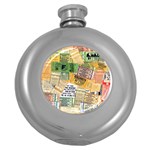 Retro Concert Tickets Hip Flask (Round)