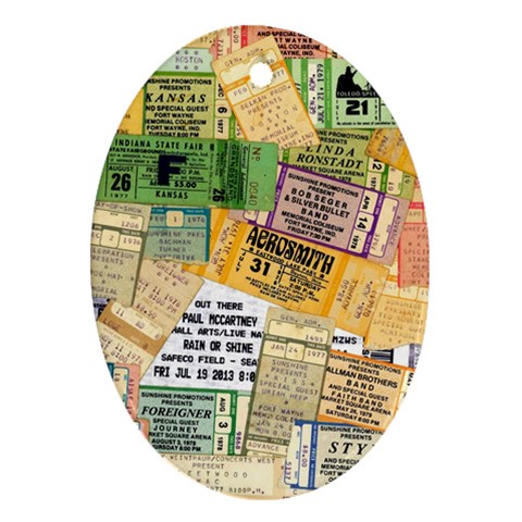 Retro Concert Tickets Oval Ornament (Two Sides) from ArtsNow.com Front