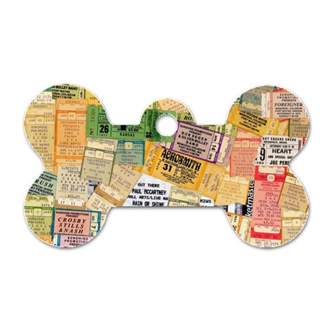 Retro Concert Tickets Dog Tag Bone (Two Sided) from ArtsNow.com Front