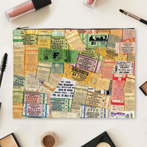 Retro Concert Tickets Cosmetic Bag (XL) from ArtsNow.com Front
