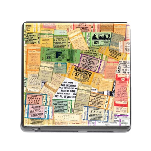 Retro Concert Tickets Memory Card Reader with Storage (Square) from ArtsNow.com Front