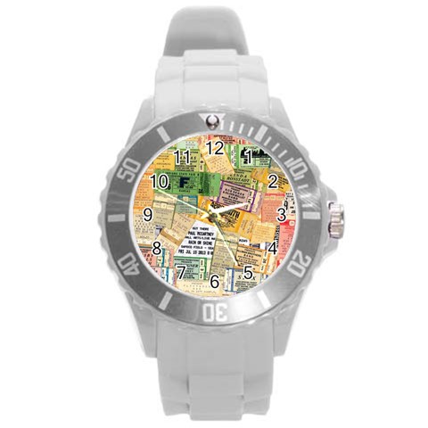 Retro Concert Tickets Plastic Sport Watch (Large) from ArtsNow.com Front