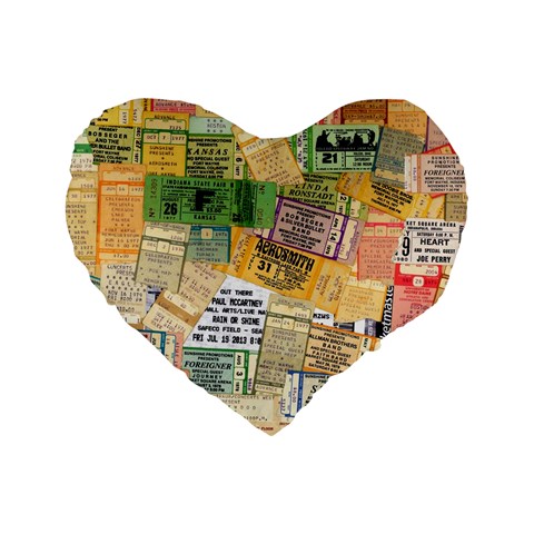 Retro Concert Tickets 16  Premium Heart Shape Cushion  from ArtsNow.com Front