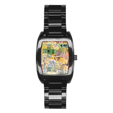 Retro Concert Tickets Stainless Steel Barrel Watch from ArtsNow.com Front