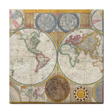 1794 World Map Ceramic Tile from ArtsNow.com Front