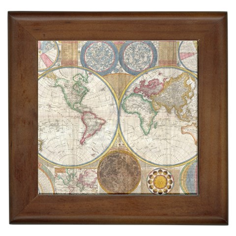 1794 World Map Framed Ceramic Tile from ArtsNow.com Front