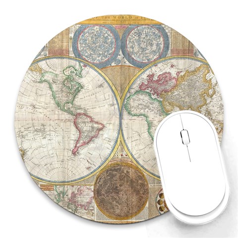 1794 World Map 8  Mouse Pad (Round) from ArtsNow.com Front