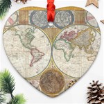 1794 World Map Heart Ornament