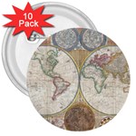 1794 World Map 3  Button (10 pack)