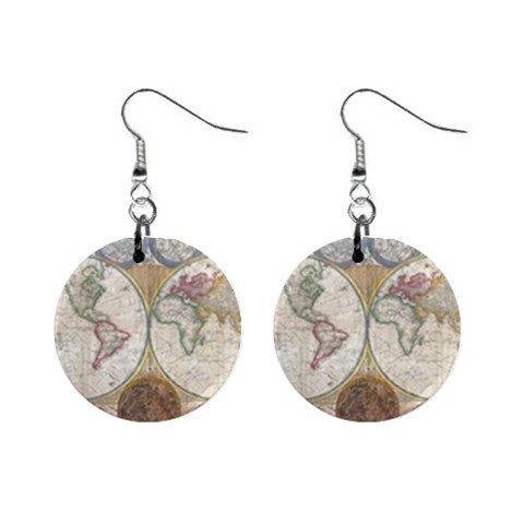 1794 World Map Mini Button Earrings from ArtsNow.com Front