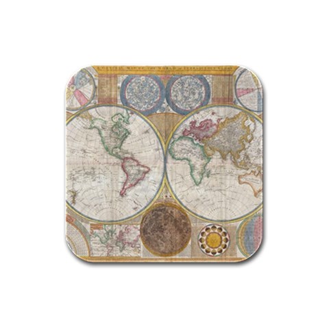 1794 World Map Drink Coasters 4 Pack (Square) from ArtsNow.com Front