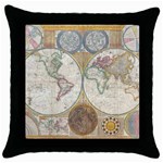 1794 World Map Black Throw Pillow Case