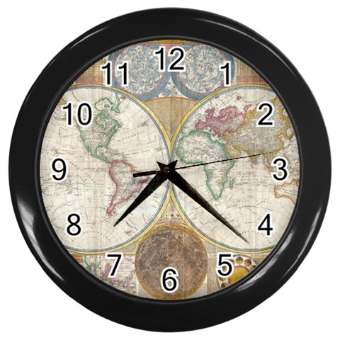 1794 World Map Wall Clock (Black) from ArtsNow.com Front