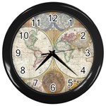 1794 World Map Wall Clock (Black)