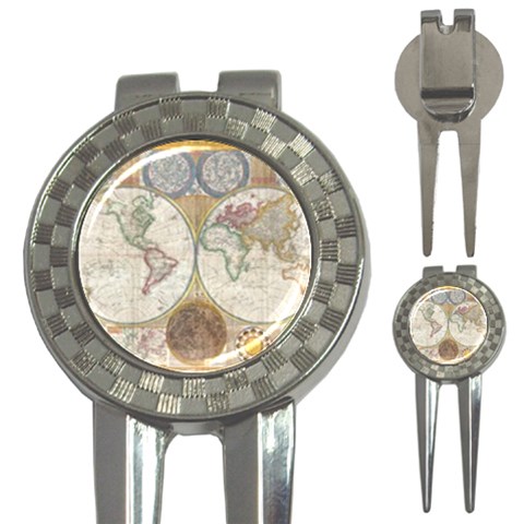 1794 World Map Golf Pitchfork & Ball Marker from ArtsNow.com Front
