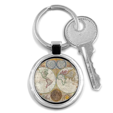 1794 World Map Key Chain (Round) from ArtsNow.com Front