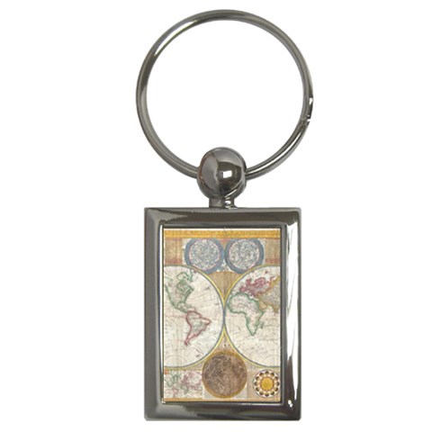 1794 World Map Key Chain (Rectangle) from ArtsNow.com Front