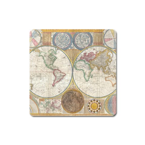 1794 World Map Magnet (Square) from ArtsNow.com Front